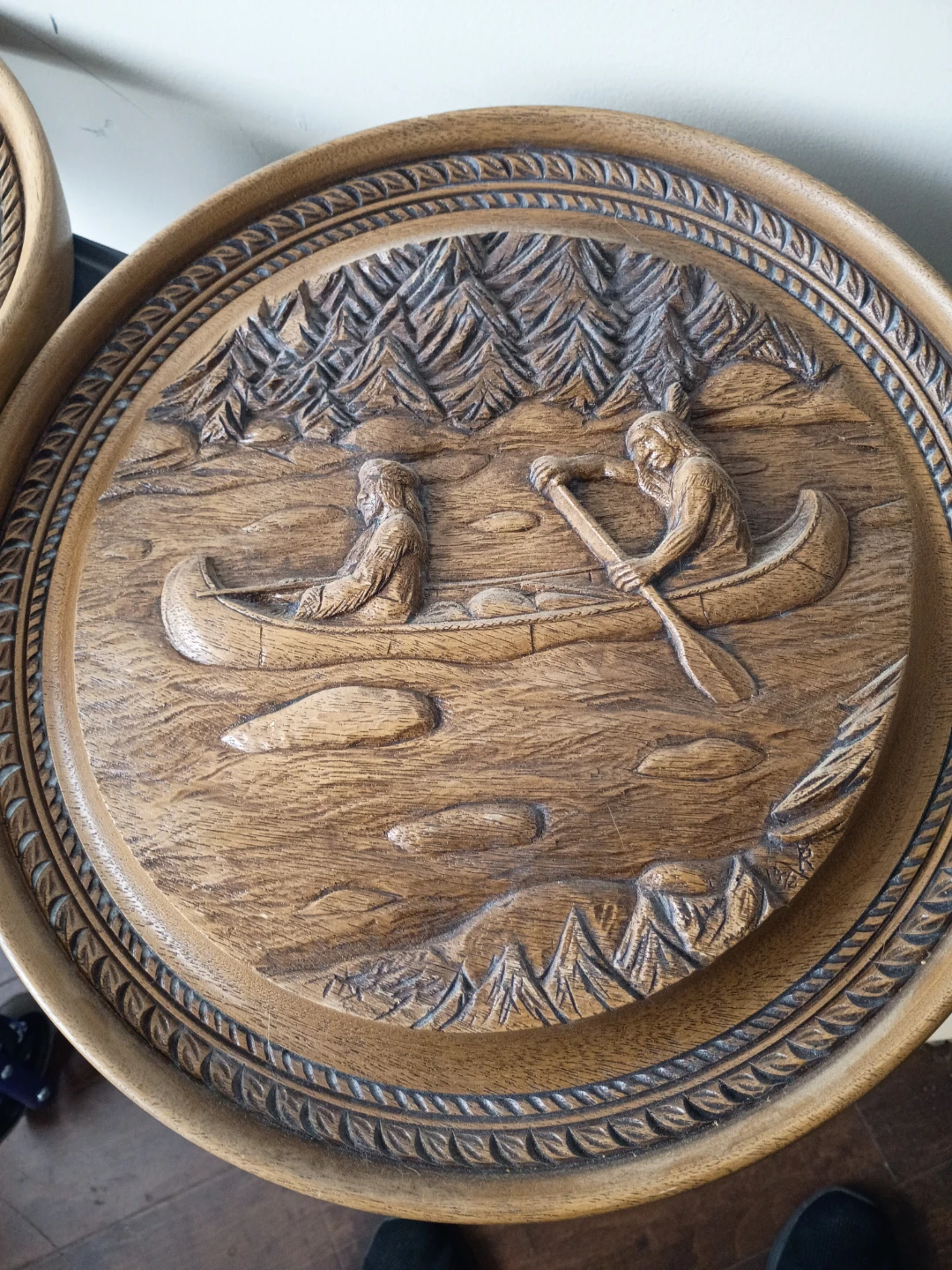 Canadian Wood Carving Plaque - Yellowknife, NWT