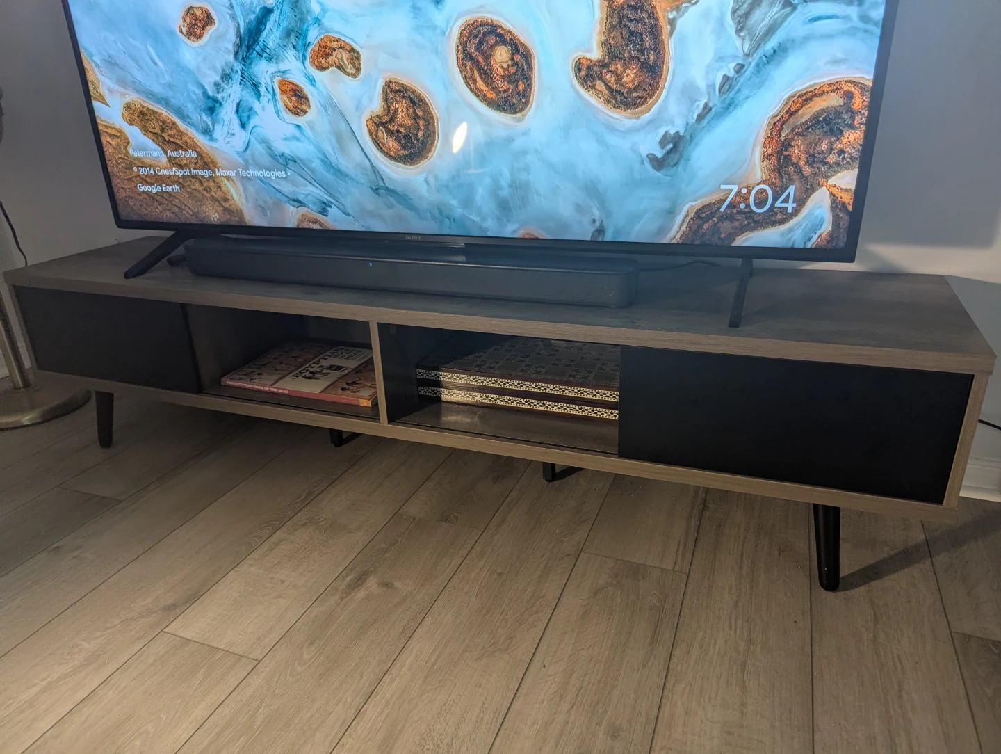 Mid-Century Modern TV Stand - Grey Oak