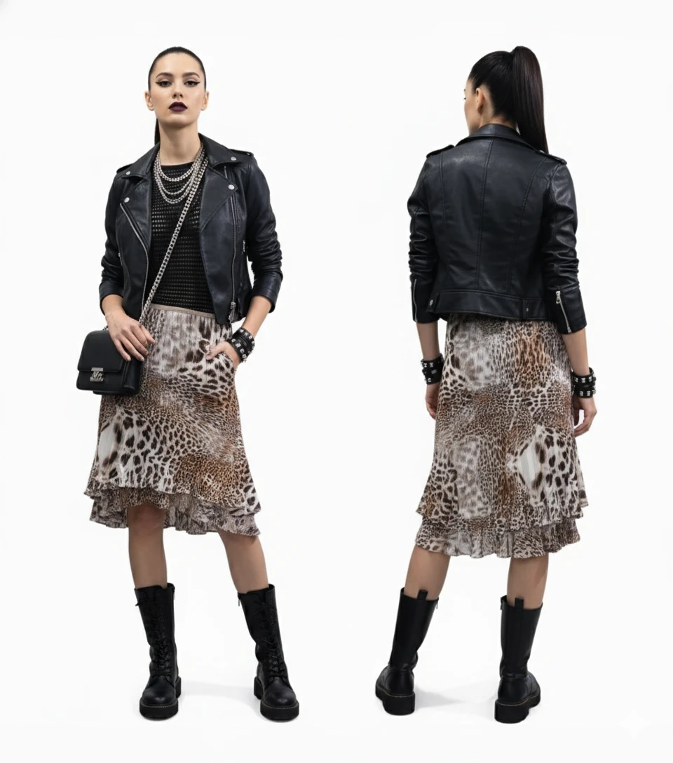 🏆 Komarov High-Low Crinkled Flare Skirt Size S - photo 3