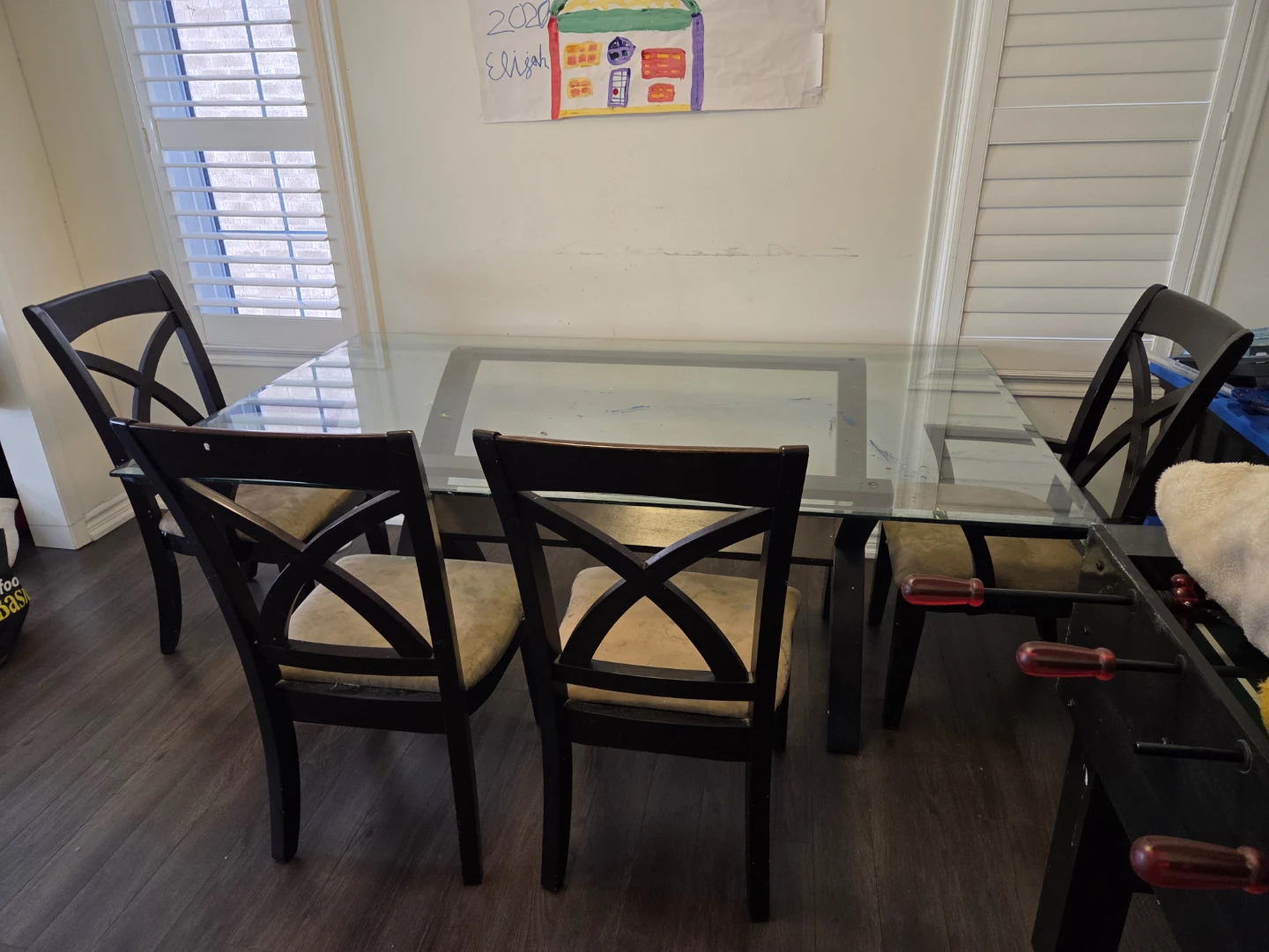 Glass Top Dining Table with 4 Chairs