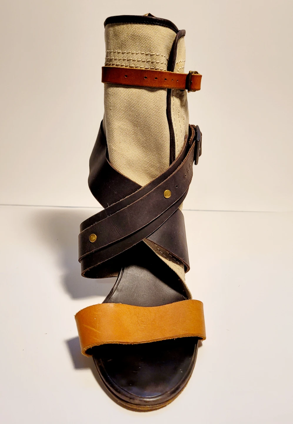 Chloé Canvas & Leather Strappy Heels - photo 2