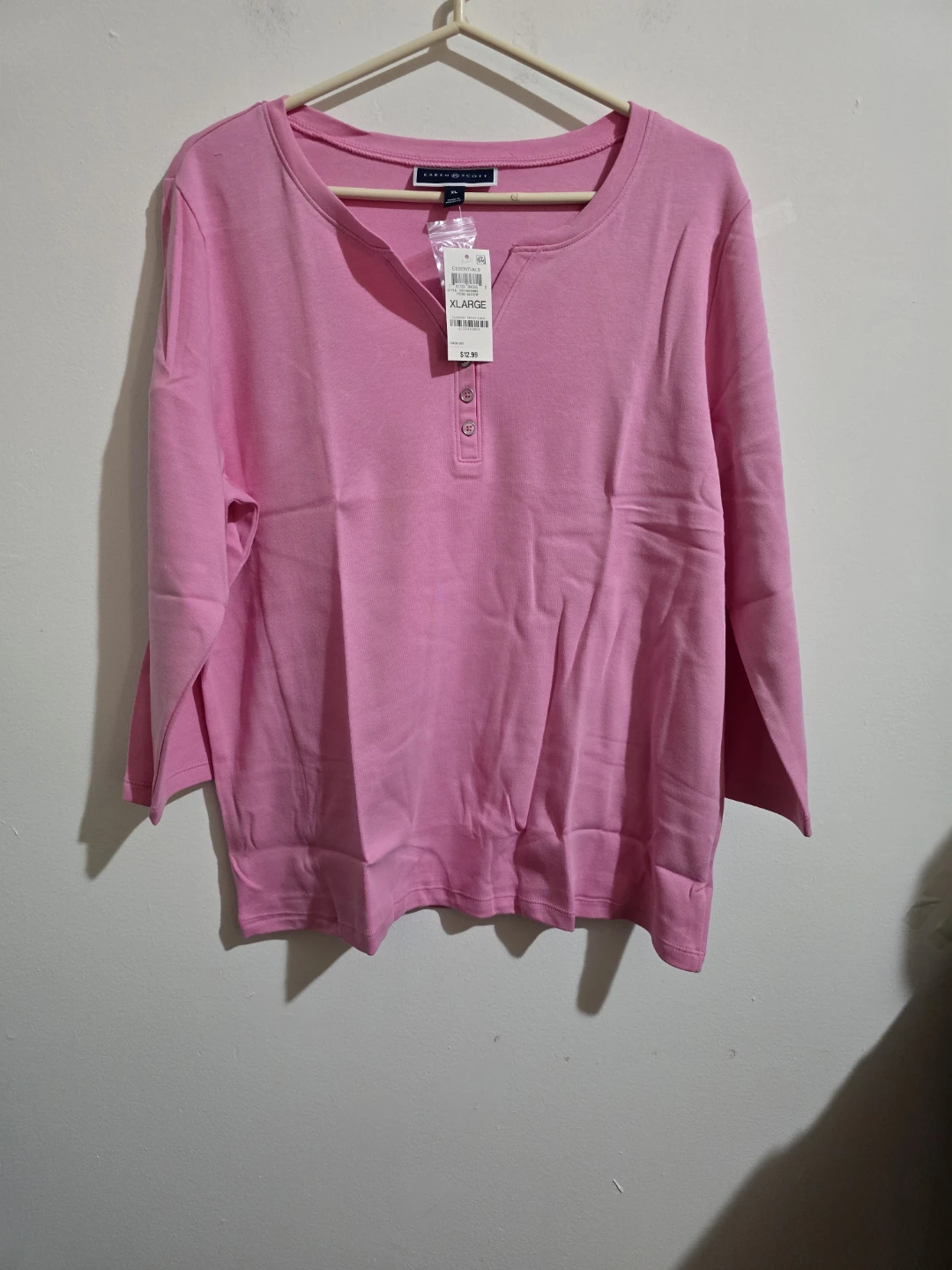 Karen Scott Pink Henley Shirt XL