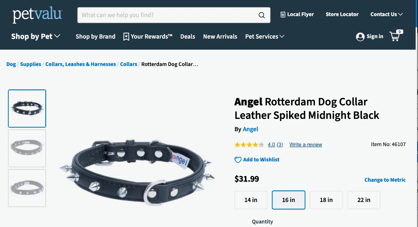 Angel Rotterdam Spiked Leather Dog Collar - Black - photo 3