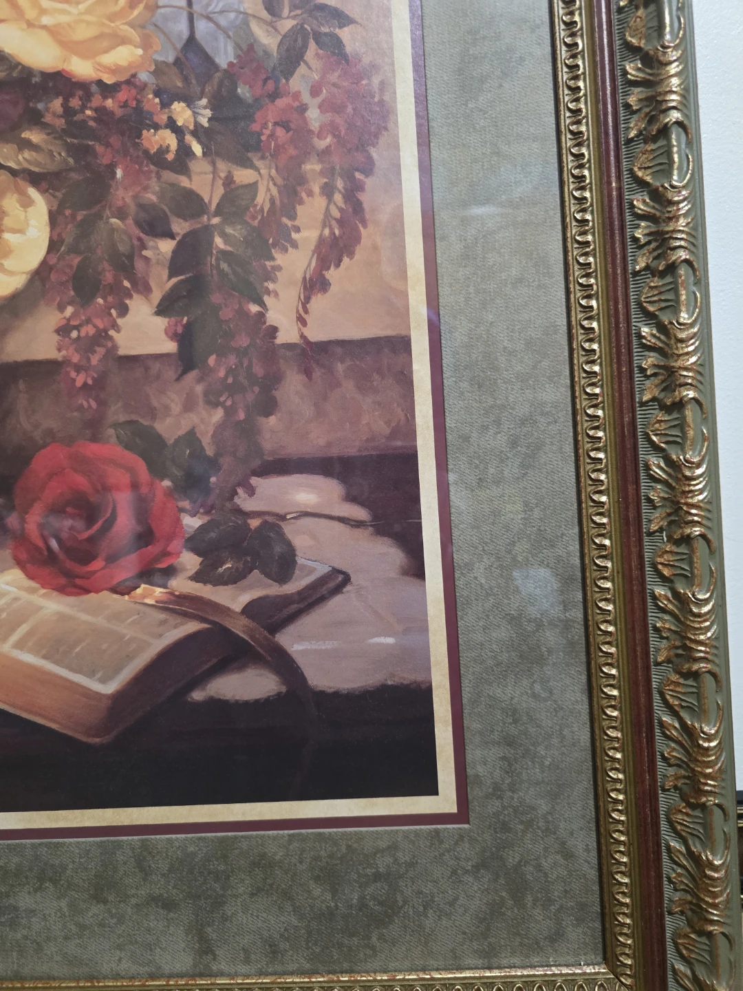 Framed Floral Still Life Art Print with noBook and Angel - photo 2