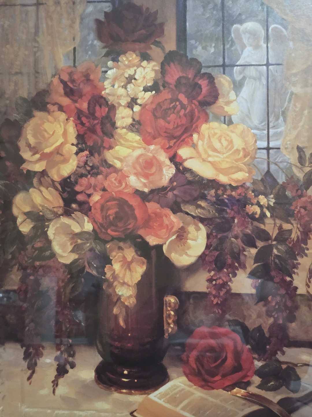 Framed Floral Still Life Art Print with noBook and Angel - photo 5