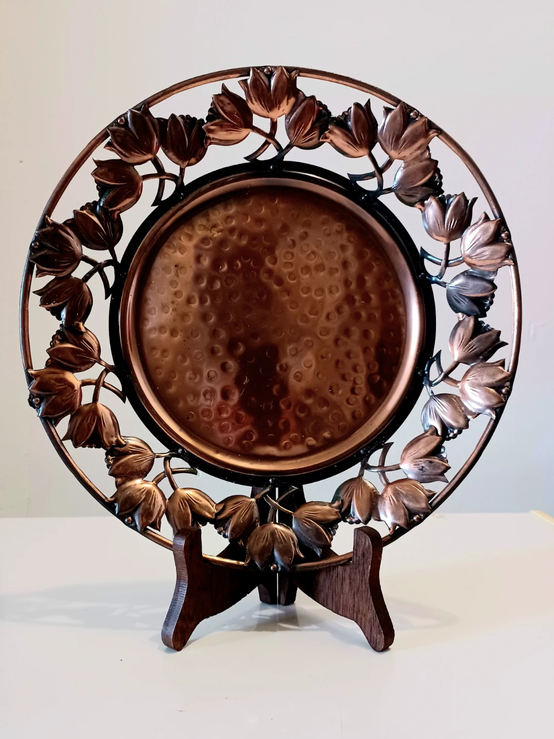 Tulip Art Nouveau Hand Hammered Copper Plate