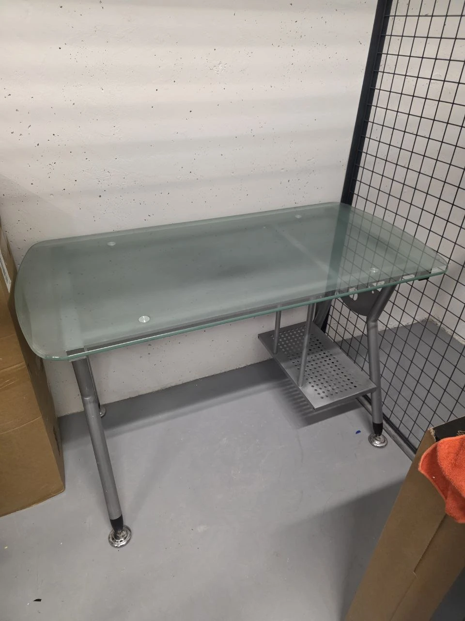 Glass Top Desk with Metal Frame