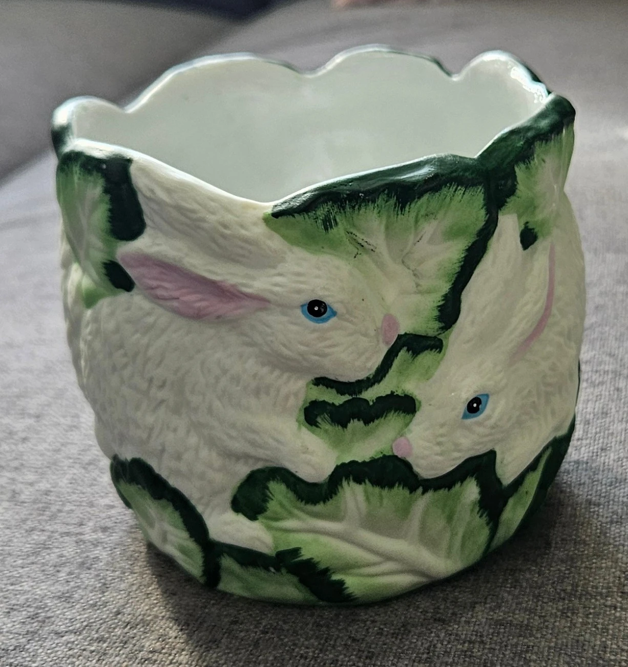 Vintage Ceramic Rabbit Gabbage Planter