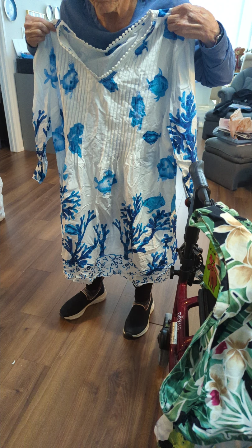 White Tunic with Blue Fish and Coral Print