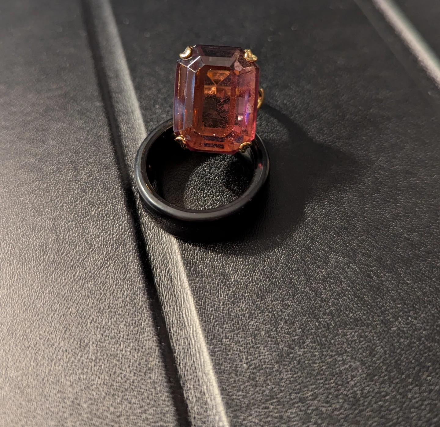 Vintage Avon Amber Emerald Cut Ring