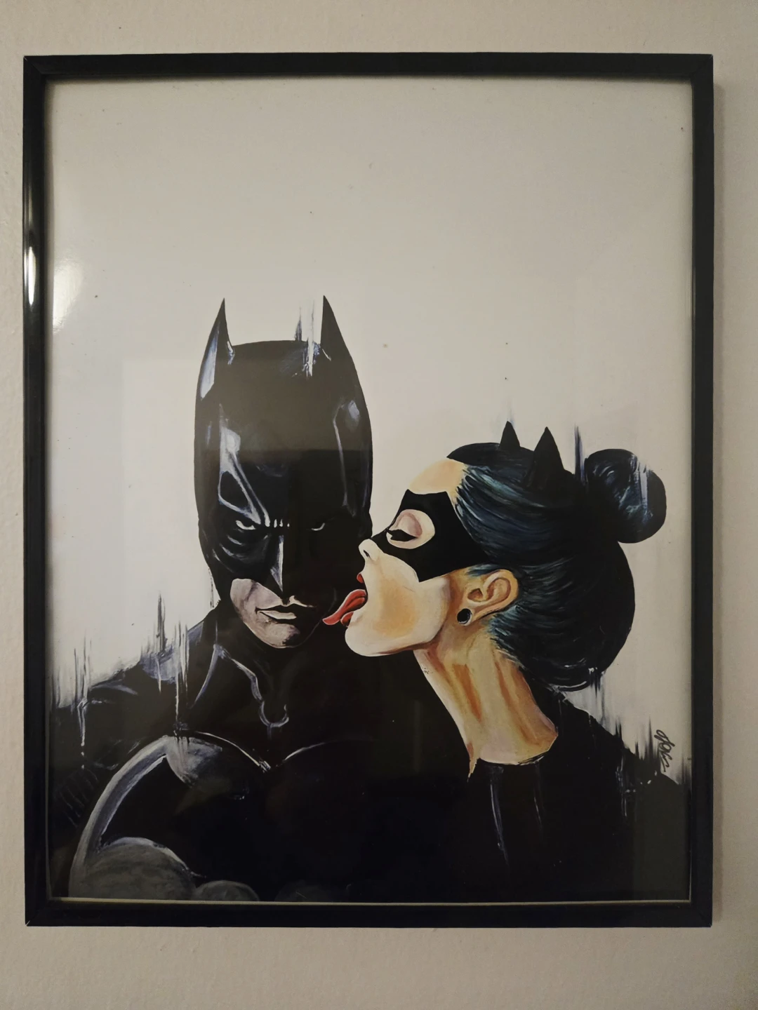 Framed Batman and Catwoman Artwork
