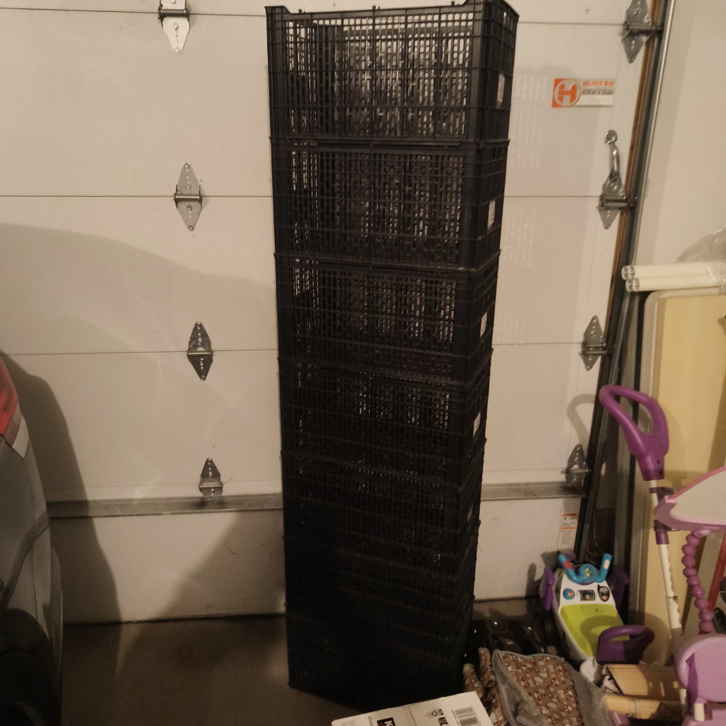 Stack of 5 Black Plastic Crates - photo 2