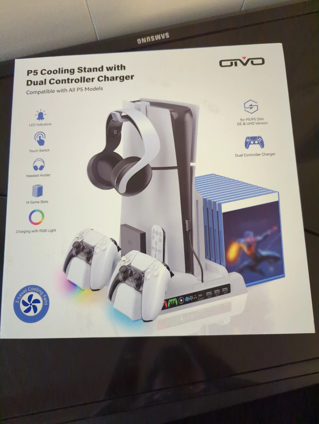 PS5 Cooling Stand with Dual Controller Charger