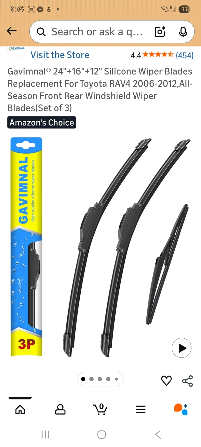 24"+16"+12" Wiper Blades for Toyota RAV4 2006-2012 (Set of 3)