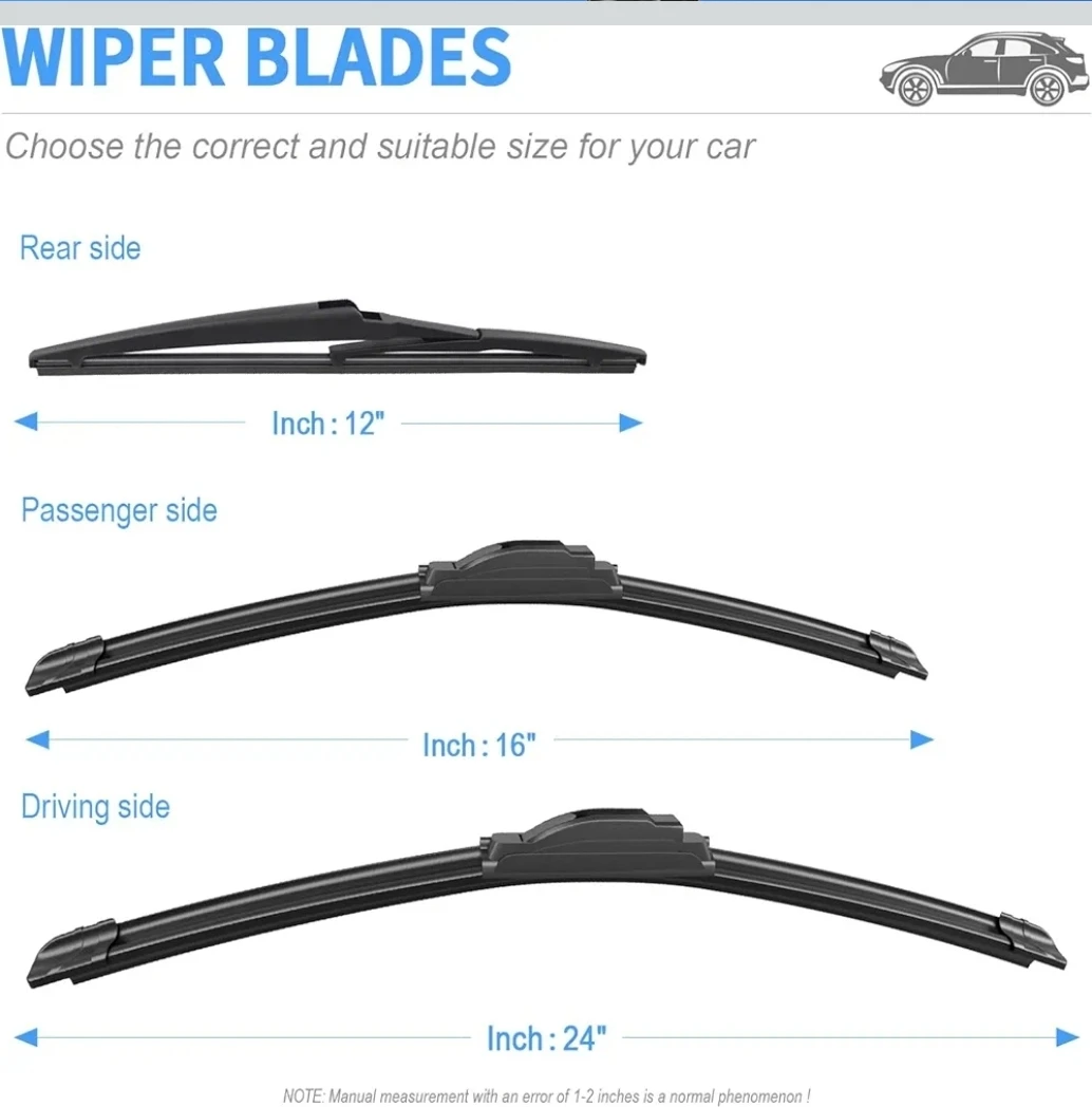 24"+16"+12" Wiper Blades for Toyota RAV4 2006-2012 (Set of 3) - photo 5