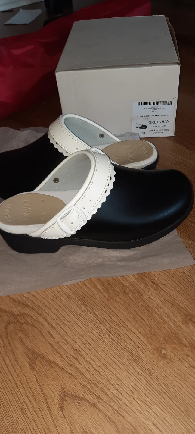 Sanita Clogs Black/White Lace Size 38