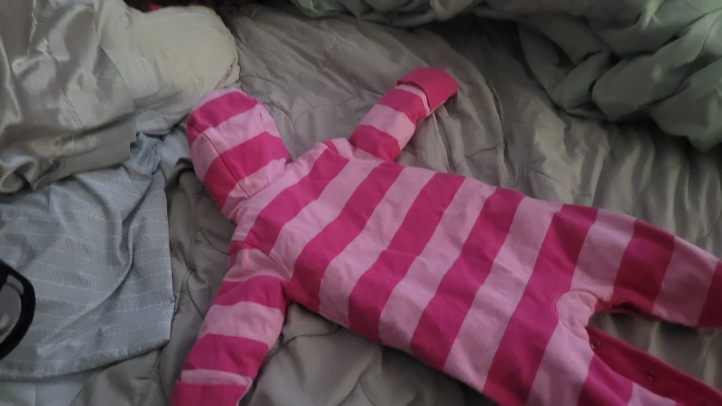 🏆Gap Baby Pink & Light Pink Striped Hooded Bunting Suit - photo 2