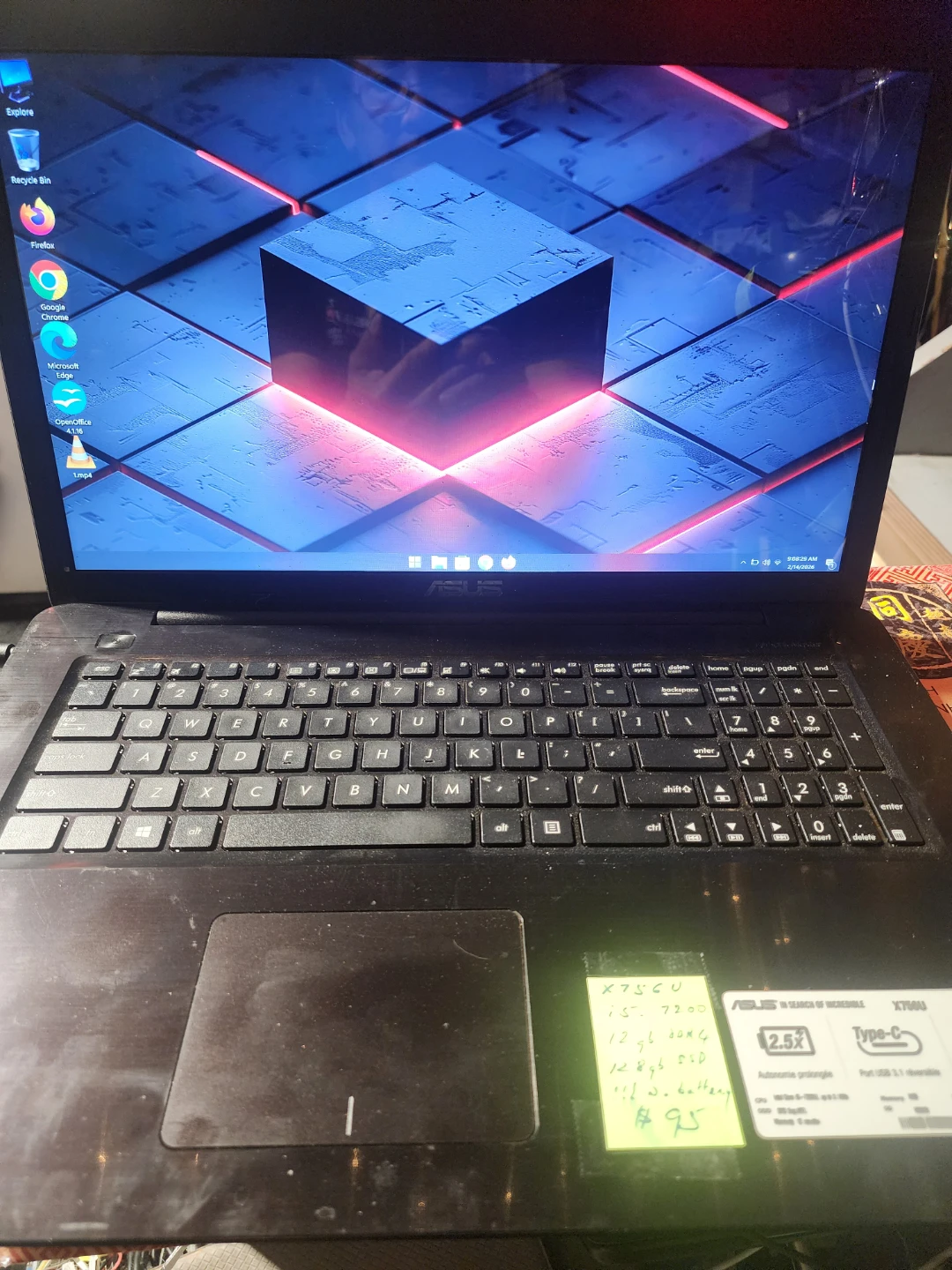 ASUS X756U Laptop - Intel i5-7200U, 12GB RAM, 512GB SSD