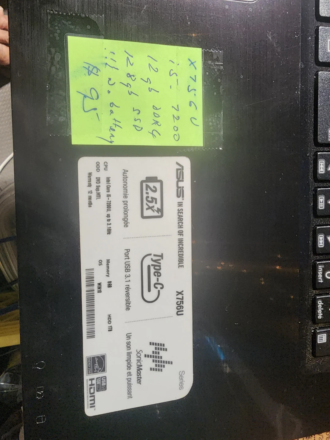 ASUS X756U Laptop - Intel i5-7200U, 12GB RAM, 512GB SSD - photo 2