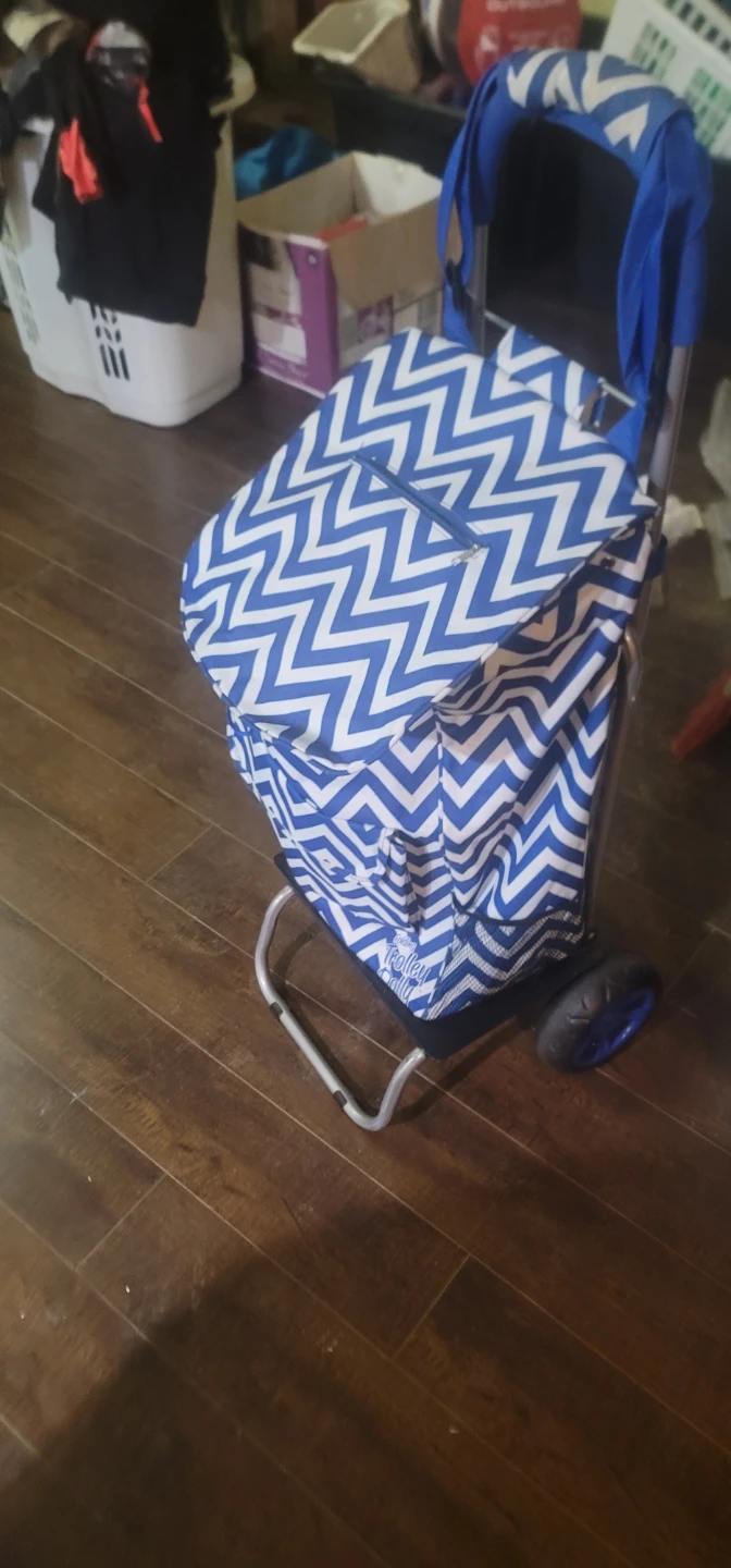 Blue Chevron Rolling Shopping Cart - photo 3