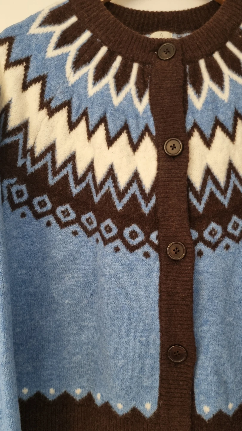 Blue Fair Isle Cardigan Sweater - photo 5