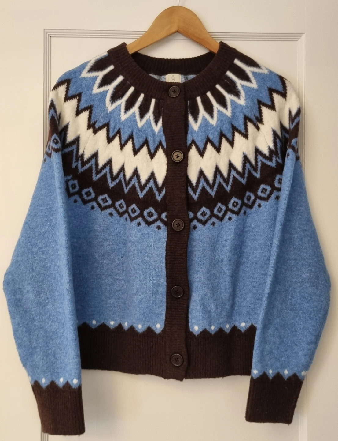 Blue Fair Isle Cardigan Sweater