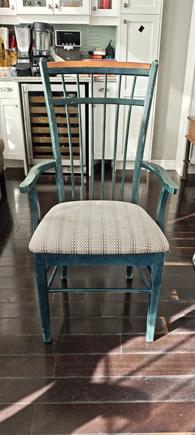 Teal Armchair with Upholstered Seat
