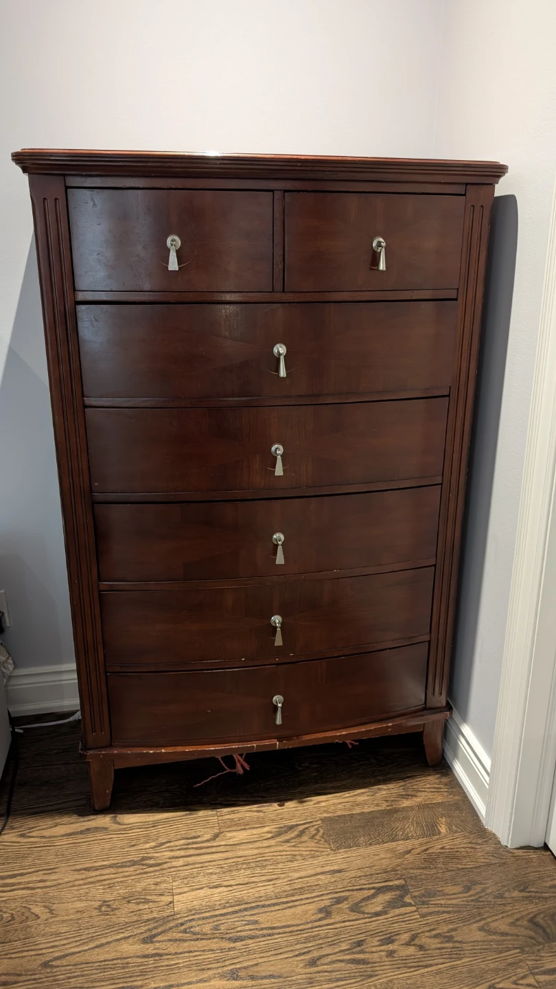 Dark Wood Tall Boy Dresser