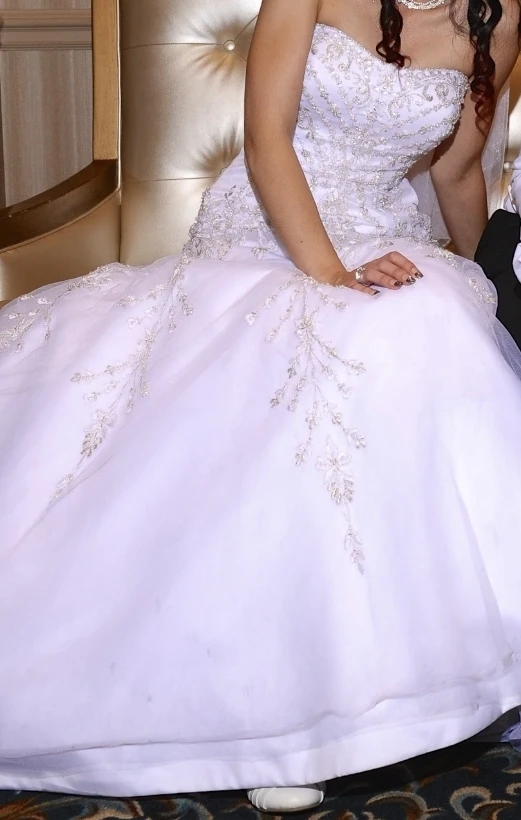 White Strapless Mermaid Wedding Dress with Beading