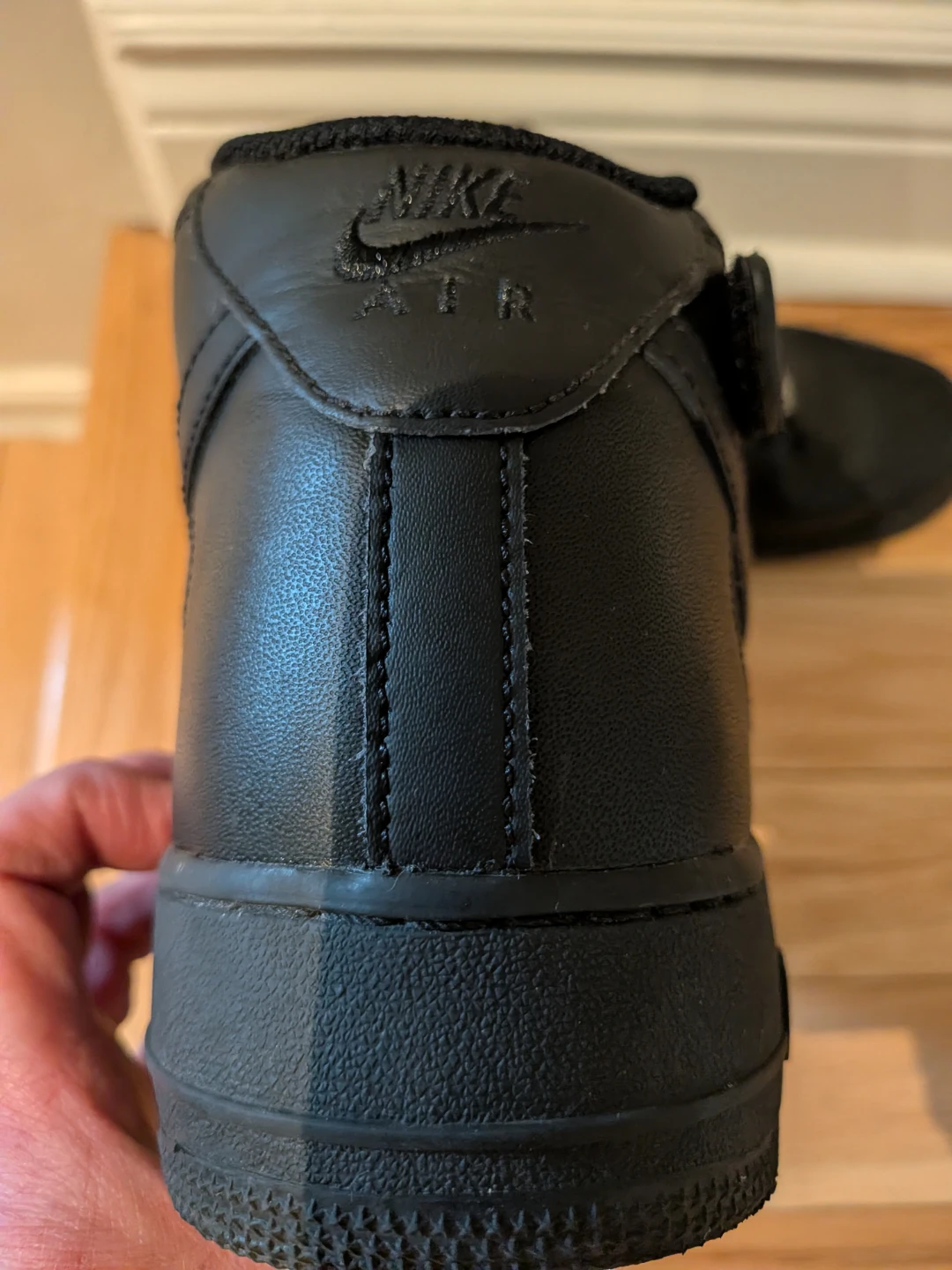 Nike Air Force 1 Mid Black Leather Sneakers - photo 2