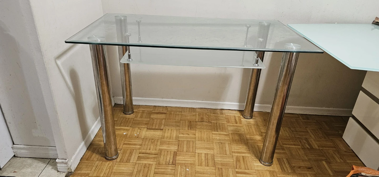 Glass Dining Table with Metal Legs