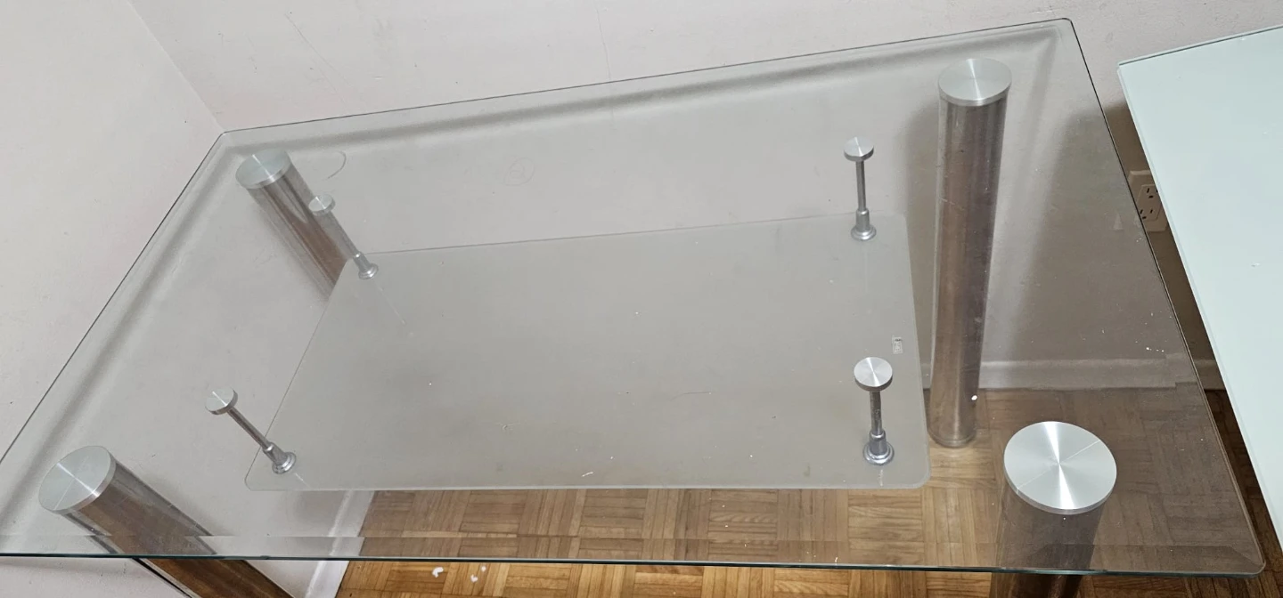 Glass Dining Table with Metal Legs - photo 2