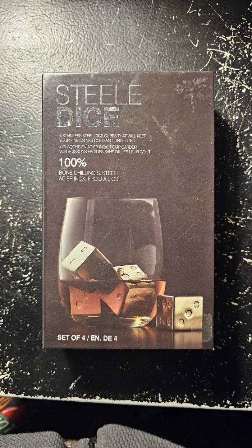Set of 4 Stainless Steel Whiskey Dice Stones New