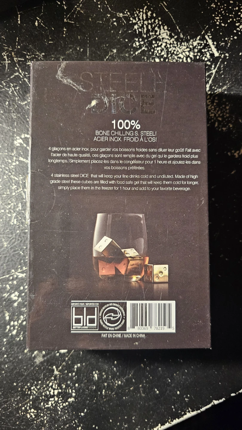 Set of 4 Stainless Steel Whiskey Dice Stones New - photo 3
