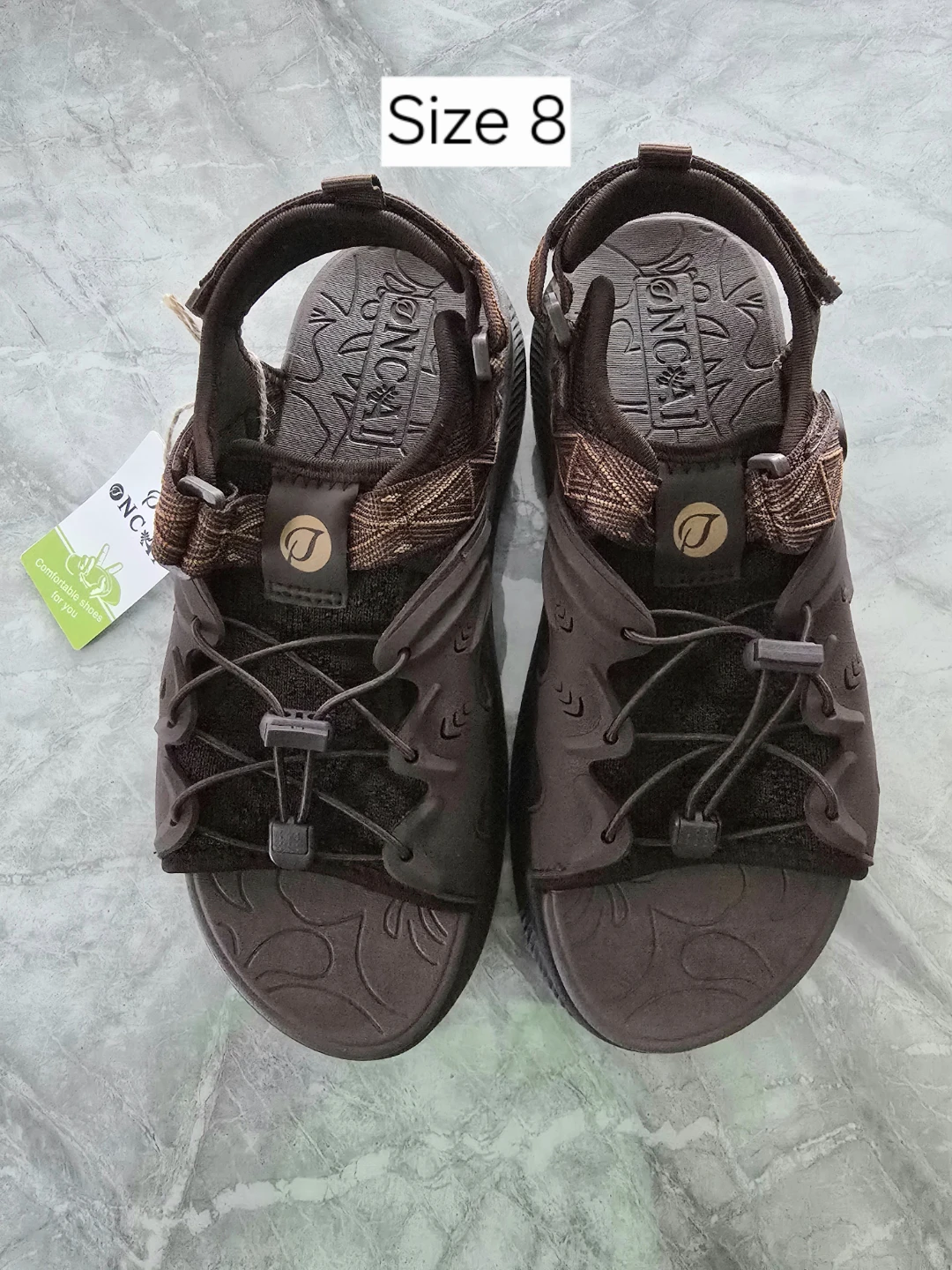 ONCAI Men's Brown Adjustable Strap Sandals Size 8 - photo 4