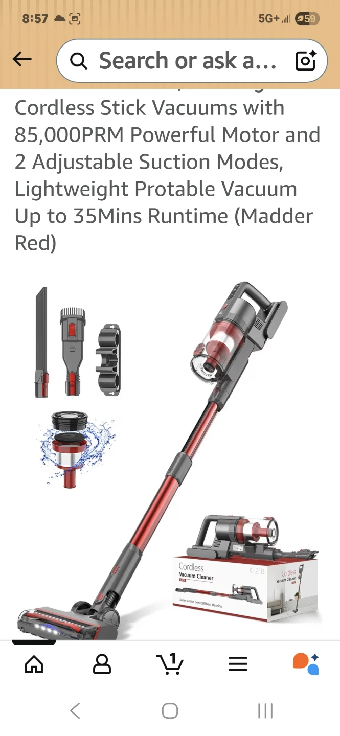 Cordless Vacuum Cleaner K-21B Madder Red