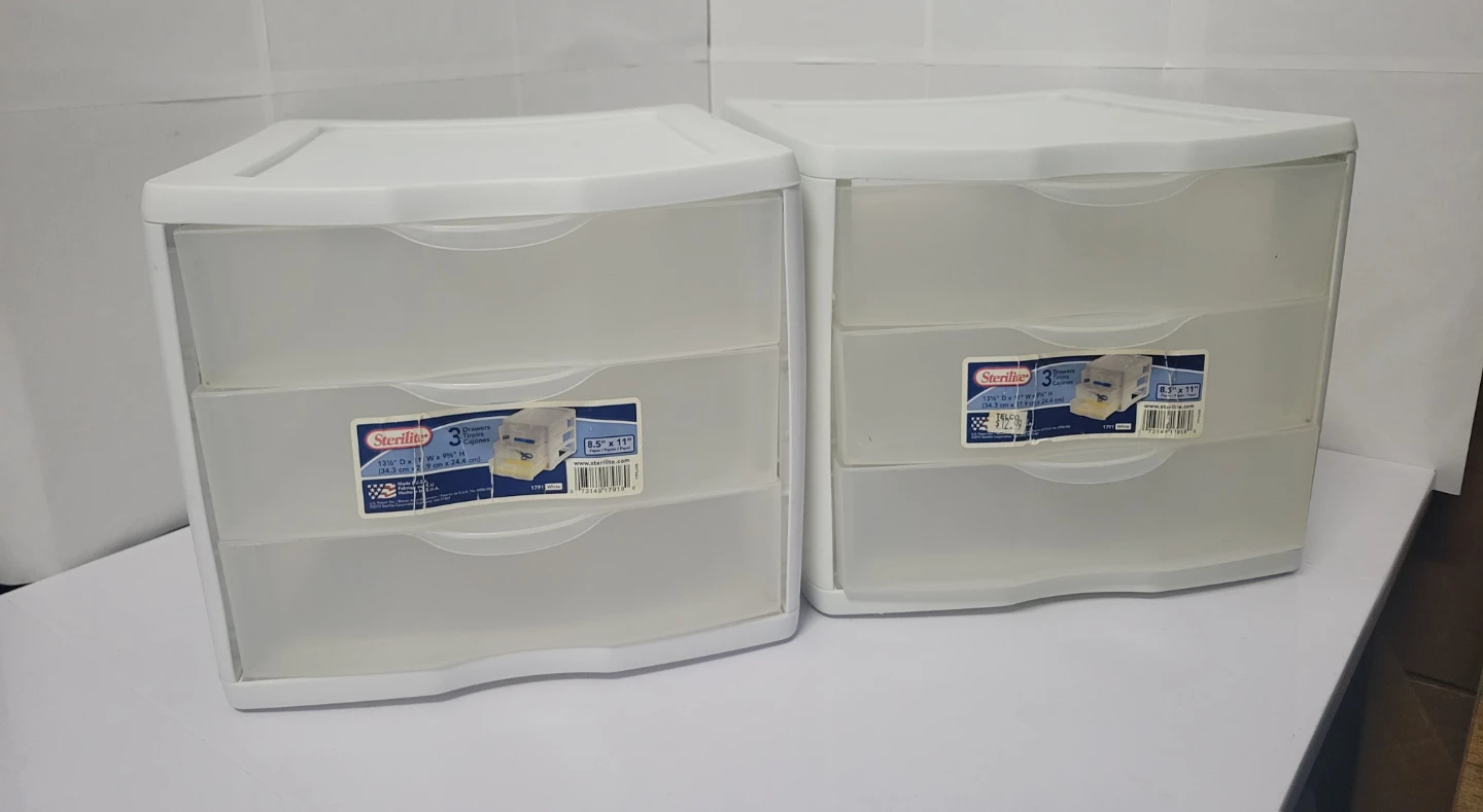 Sterilite 3 Drawer Small Storage Organizer Unit