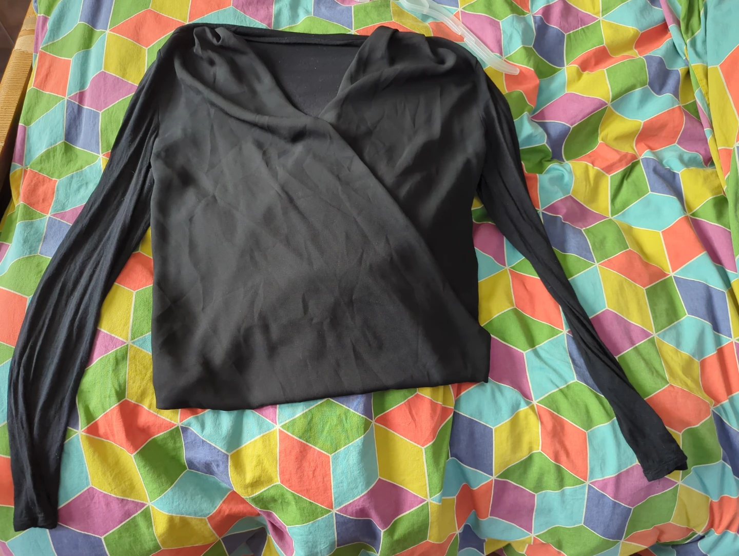 Seven Sisters Long Sleeve Wrap Top - Black