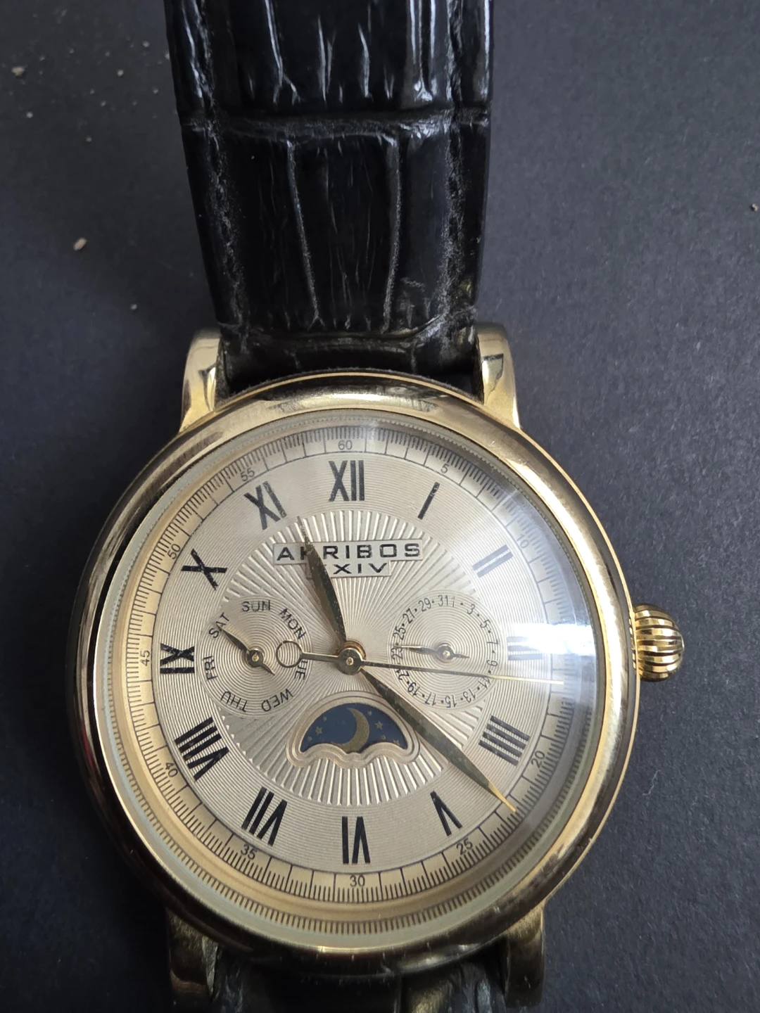 Akribos XXIV Men's Gold Tone Watch AK635YG