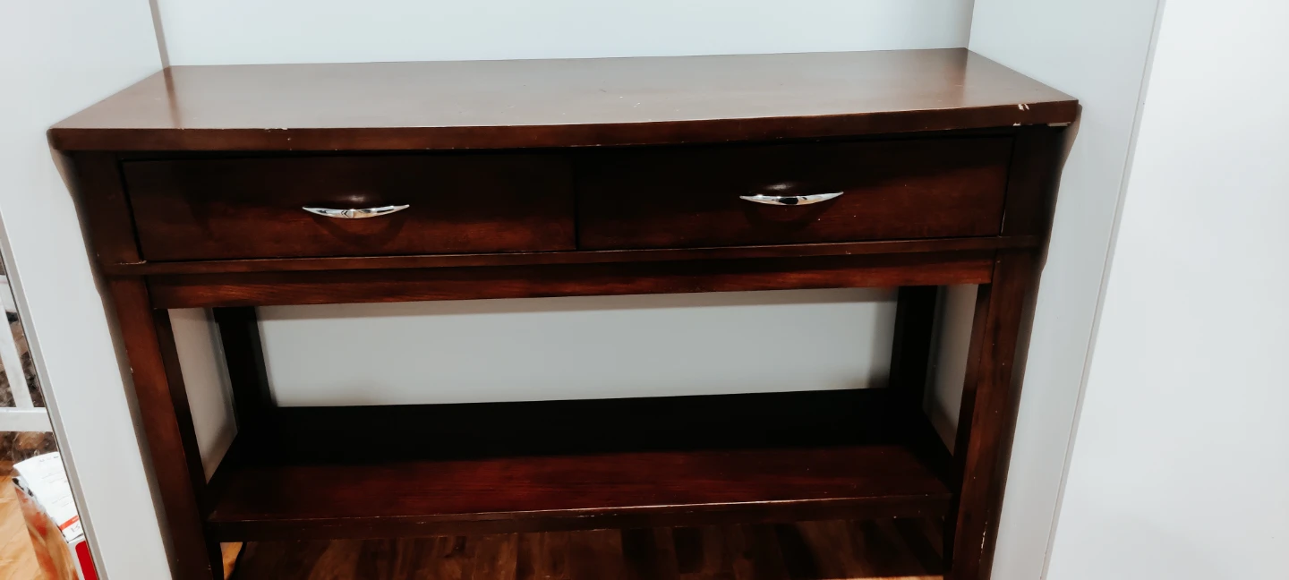 Dark Brown Console Table with 2 Drawers