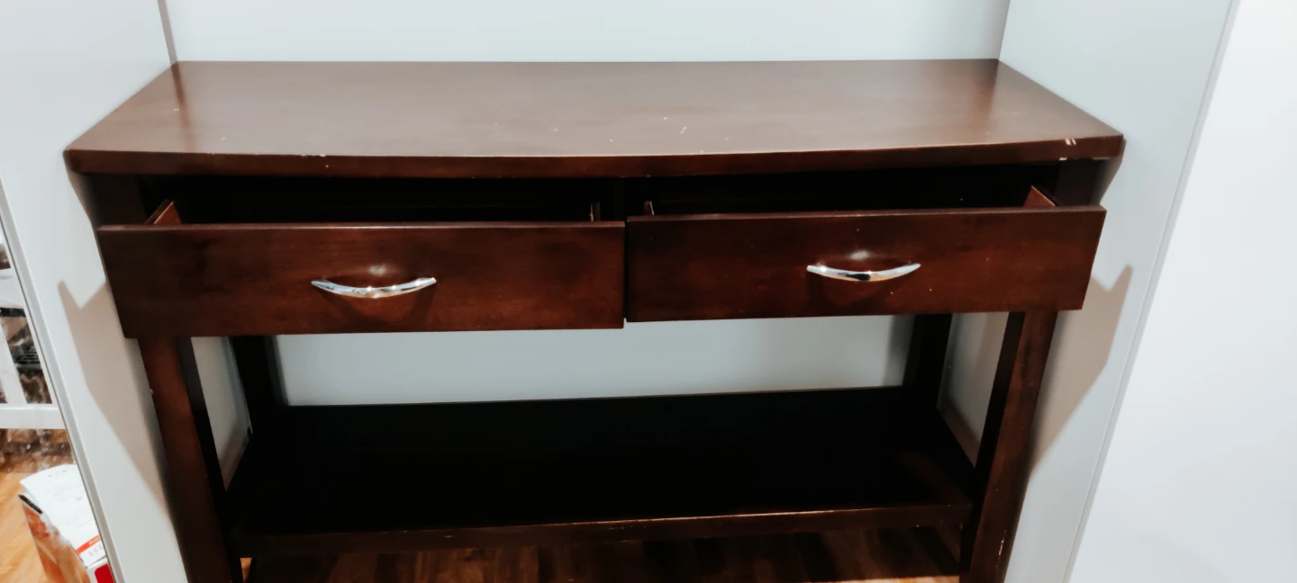 Dark Brown Console Table with 2 Drawers - photo 2