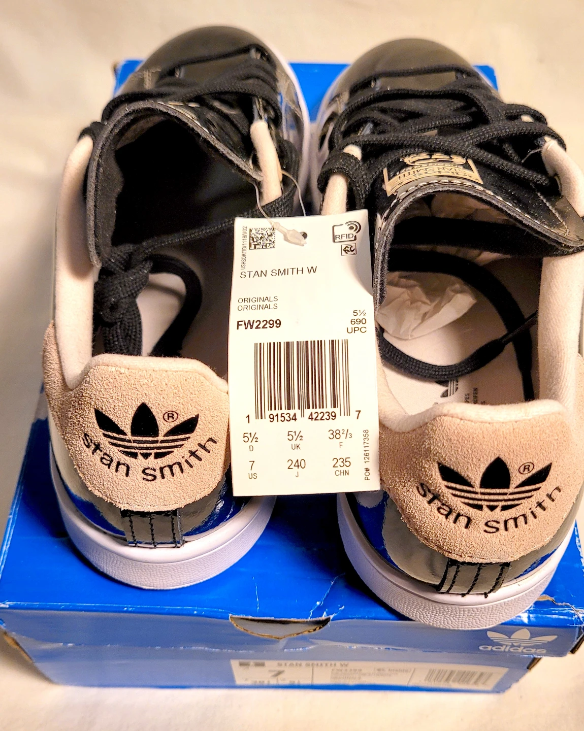 Adidas Stan Smith W "Patent Black" Sneakers - Size 7 - photo 2