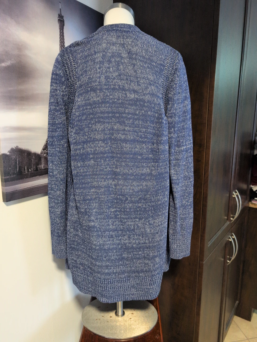 Blue marled knit cardigan - photo 4