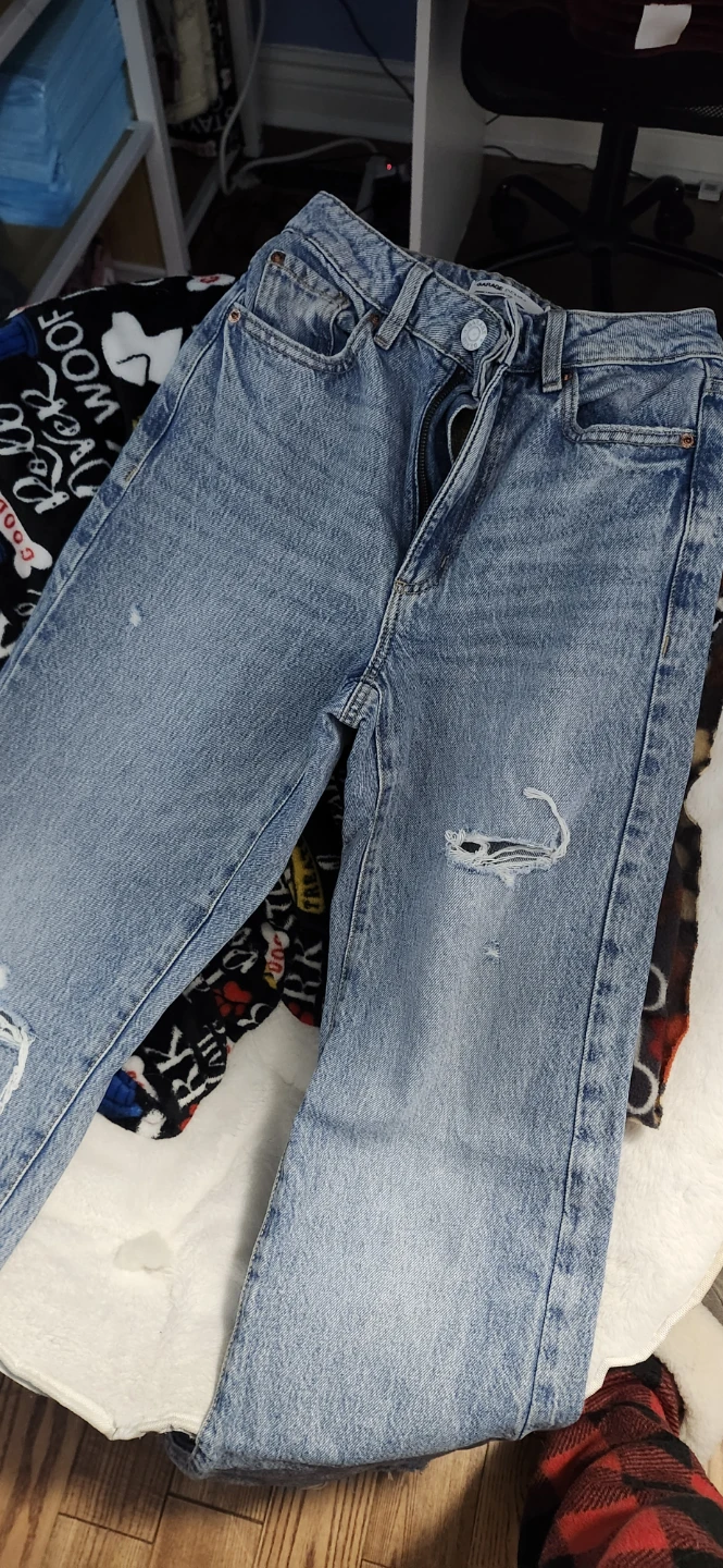 Garage Denim Light Wash Ripped Wide Leg Jeans