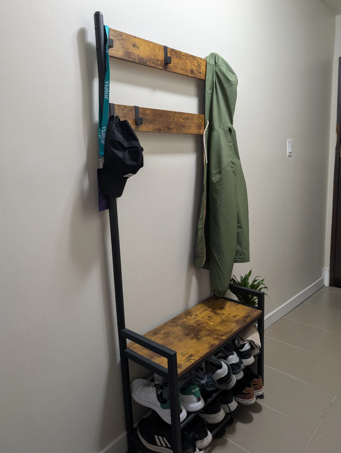 Hall Tree Shoe Bench with Coat Hooks