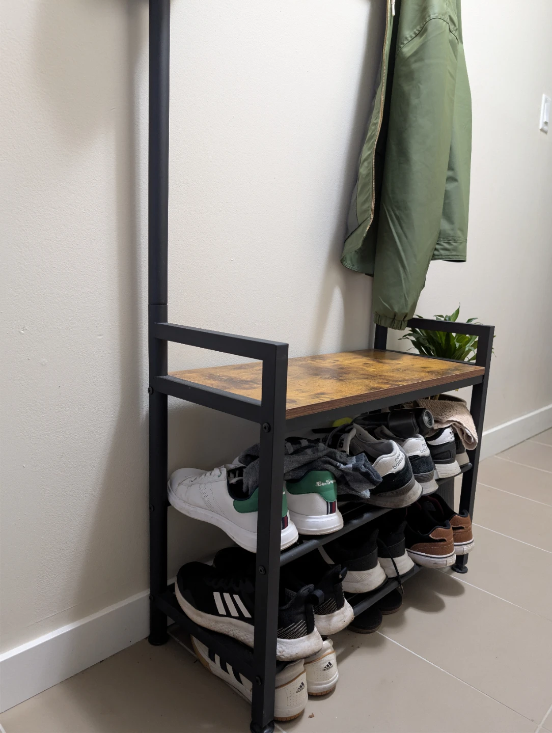 Hall Tree Shoe Bench with Coat Hooks - photo 2