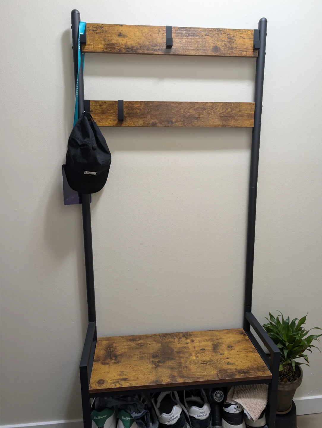 Hall Tree Shoe Bench with Coat Hooks - photo 3