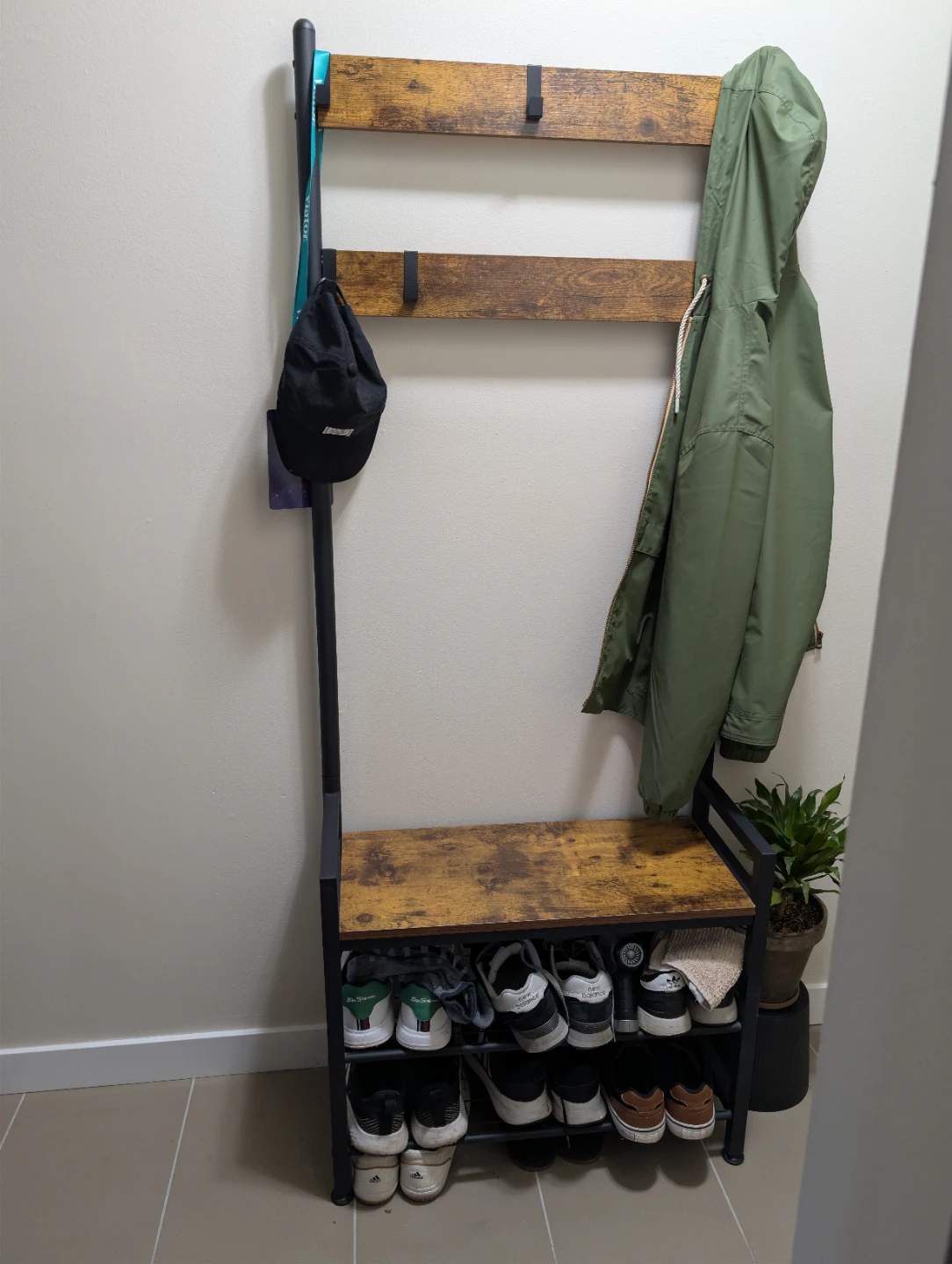 Hall Tree Shoe Bench with Coat Hooks - photo 5