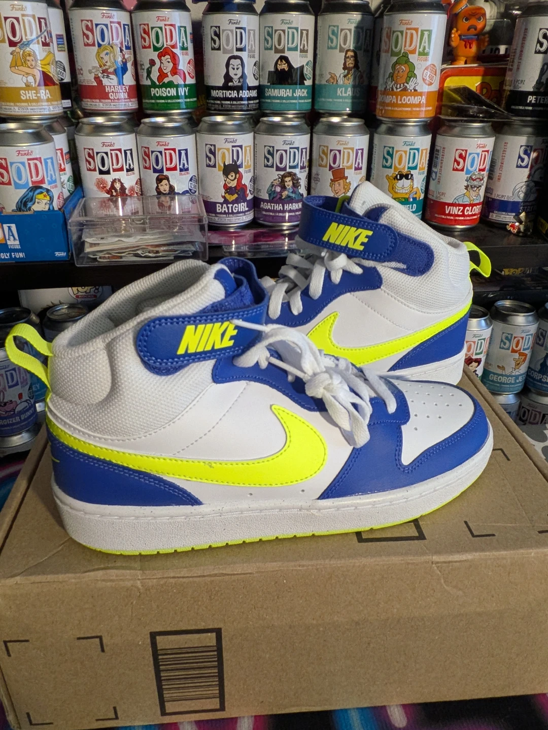 Nike Court Vision Mid Sneakers - White/Blue/Neon Yellow - photo 2