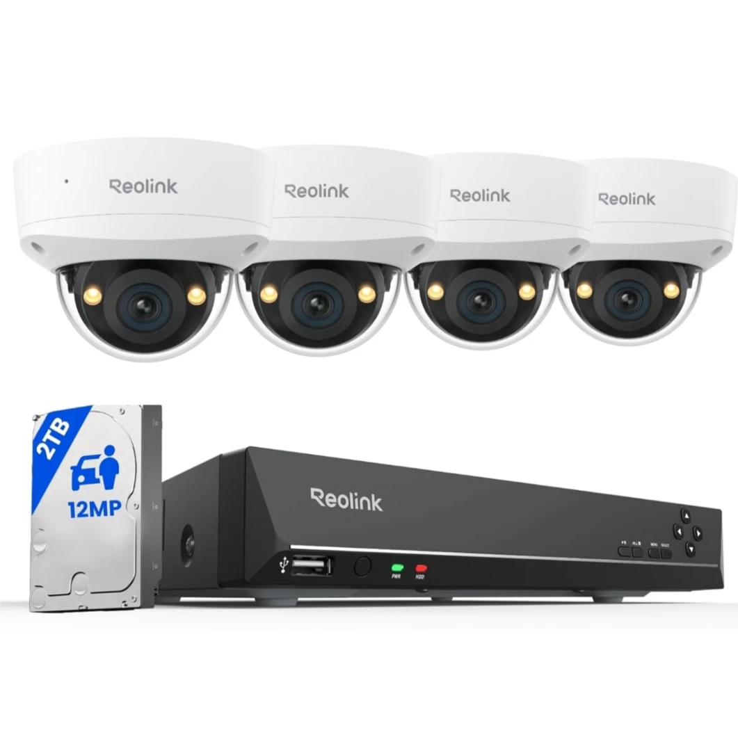 Reolink 4x 12MP Outdoor Dome Security Cameras with 2TB NVR